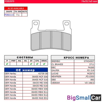 Тормозные колодки FERODO FDB2079P - купить Абинске